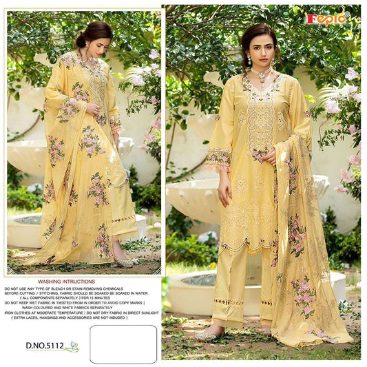 Yellow Pure Cotton Floral Embroidery Suit