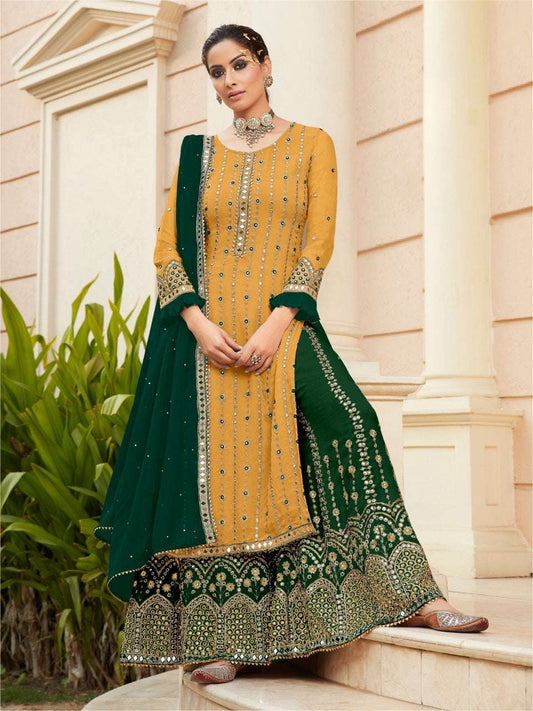 Colourful Partywear Embroidered Georgette Palazzo Pakistani Suit