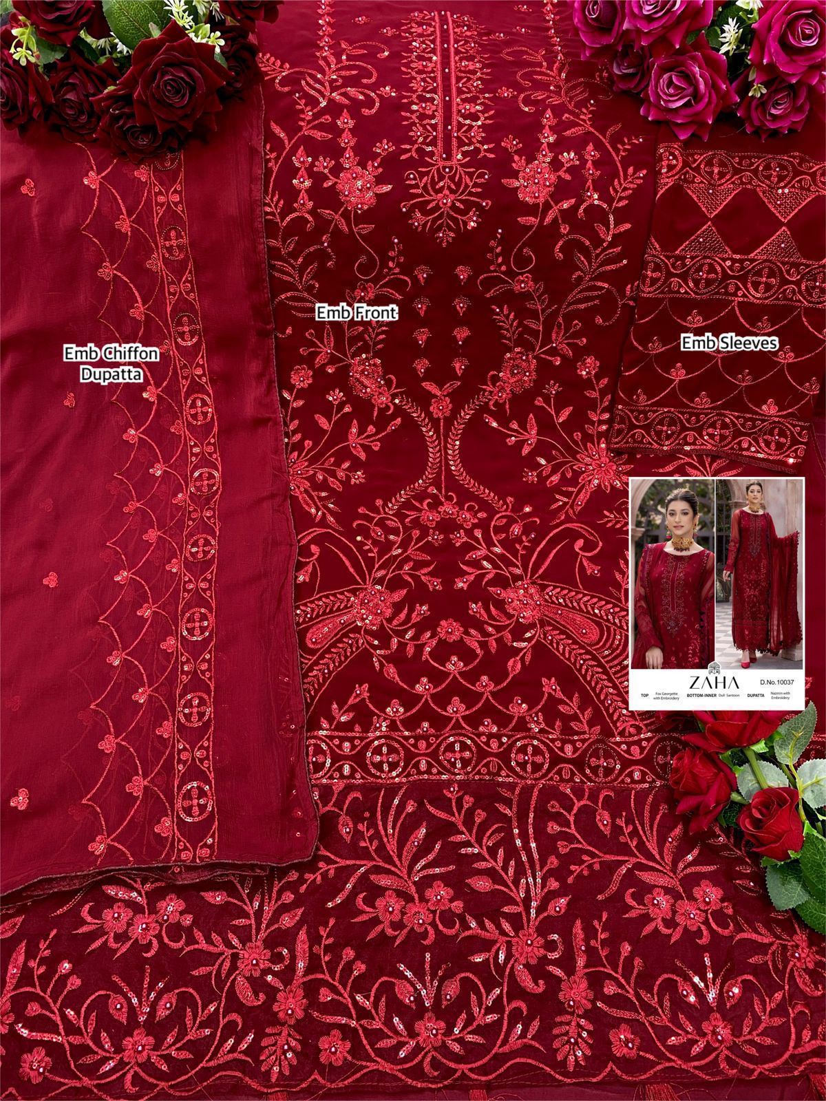 Georgette Embroidered Festive Wear Pakistani Suit Online