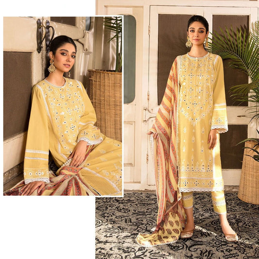 Yellow Cotton Pakistani Suits Salwar Kameez